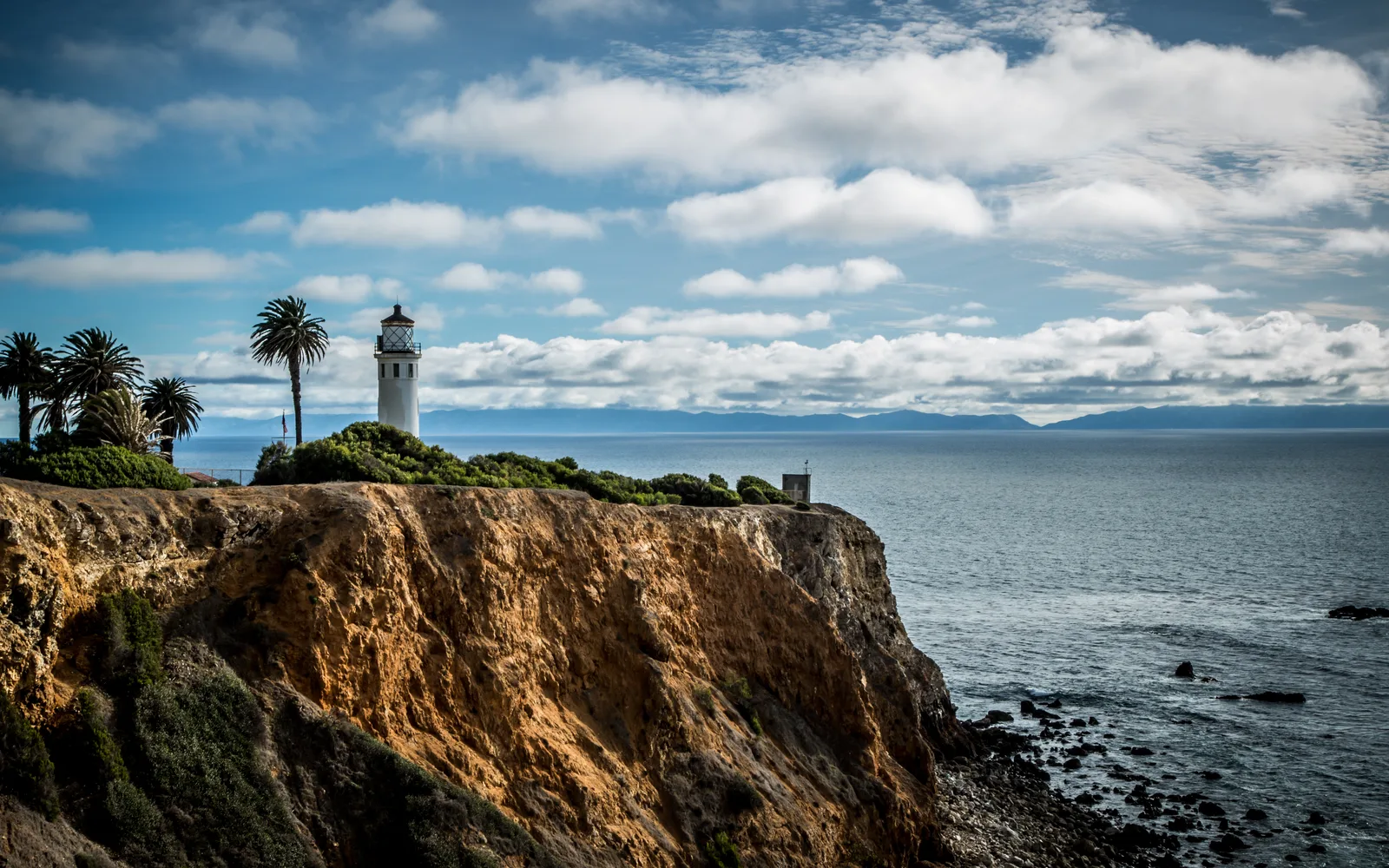 Point Vicente Lighthouse on the Palos Verdes Peninsula coastal bluffs overlooking the Pacific Ocean